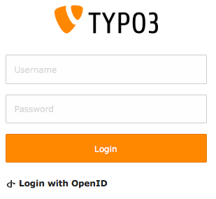 TYPO3 7.3 backend login form showing the OpenID link