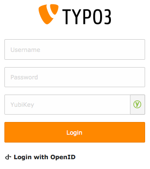 TYPO3 7.3 backend login with the additional YubiKey field