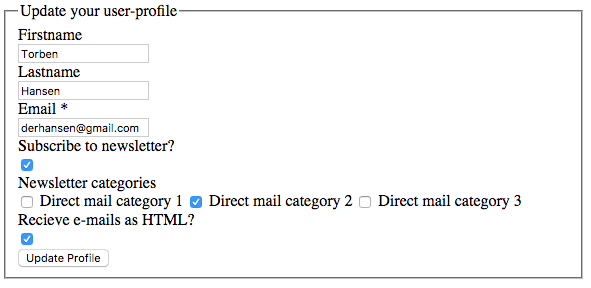 Frontend user can edit direct mail fields