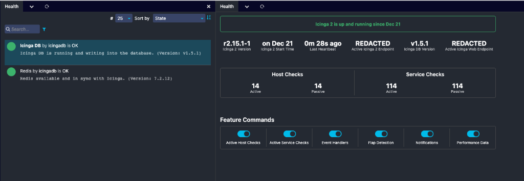 Icinga Web 2 Health Settings